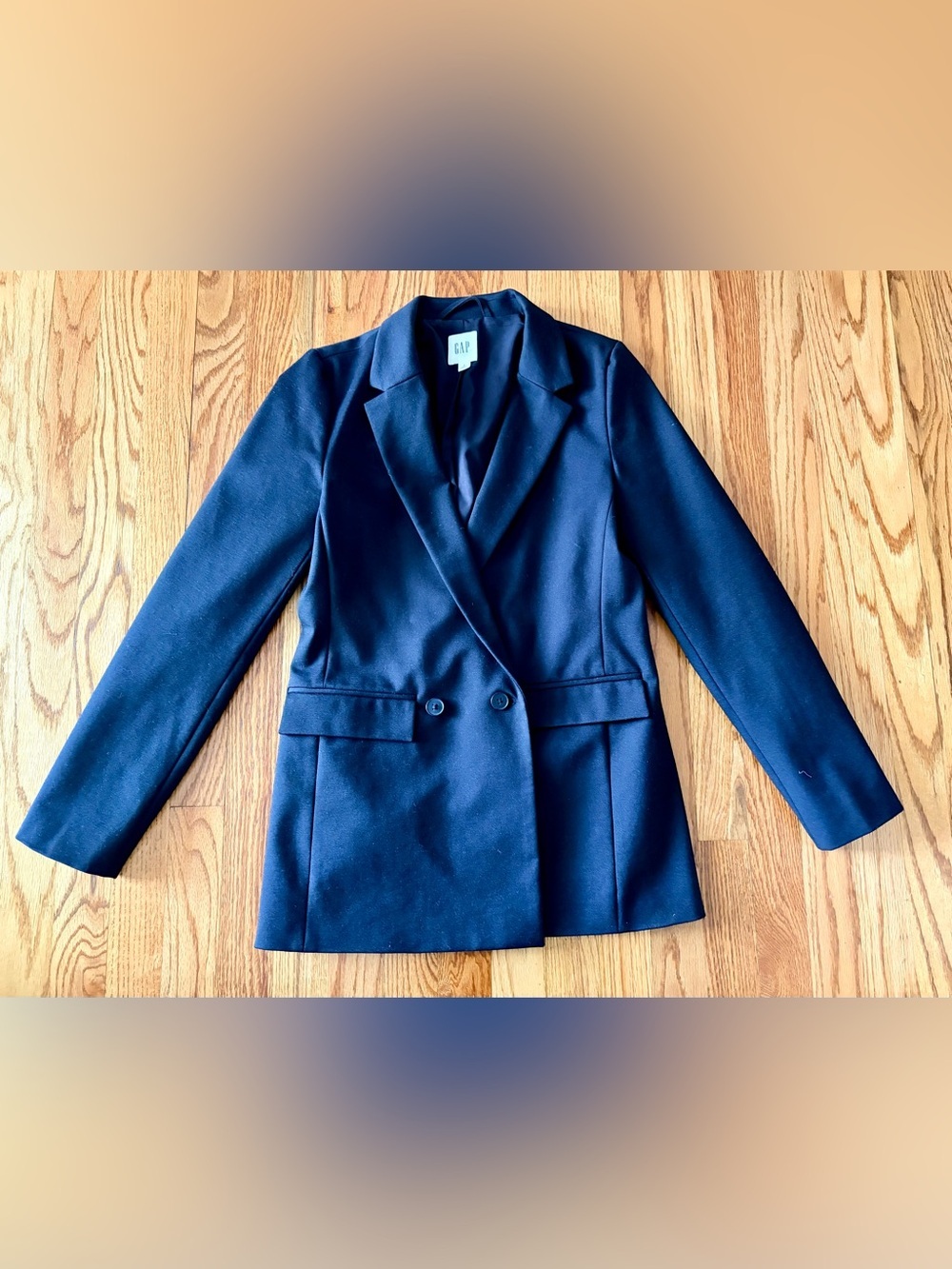 GAP Black Double-Breasted Structured Blazer